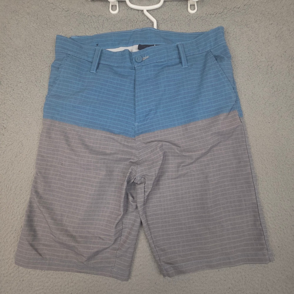 Burnside Mens Hybrid Board Shorts Size 34‎ Blue Gray Colorblock Grid Pattern